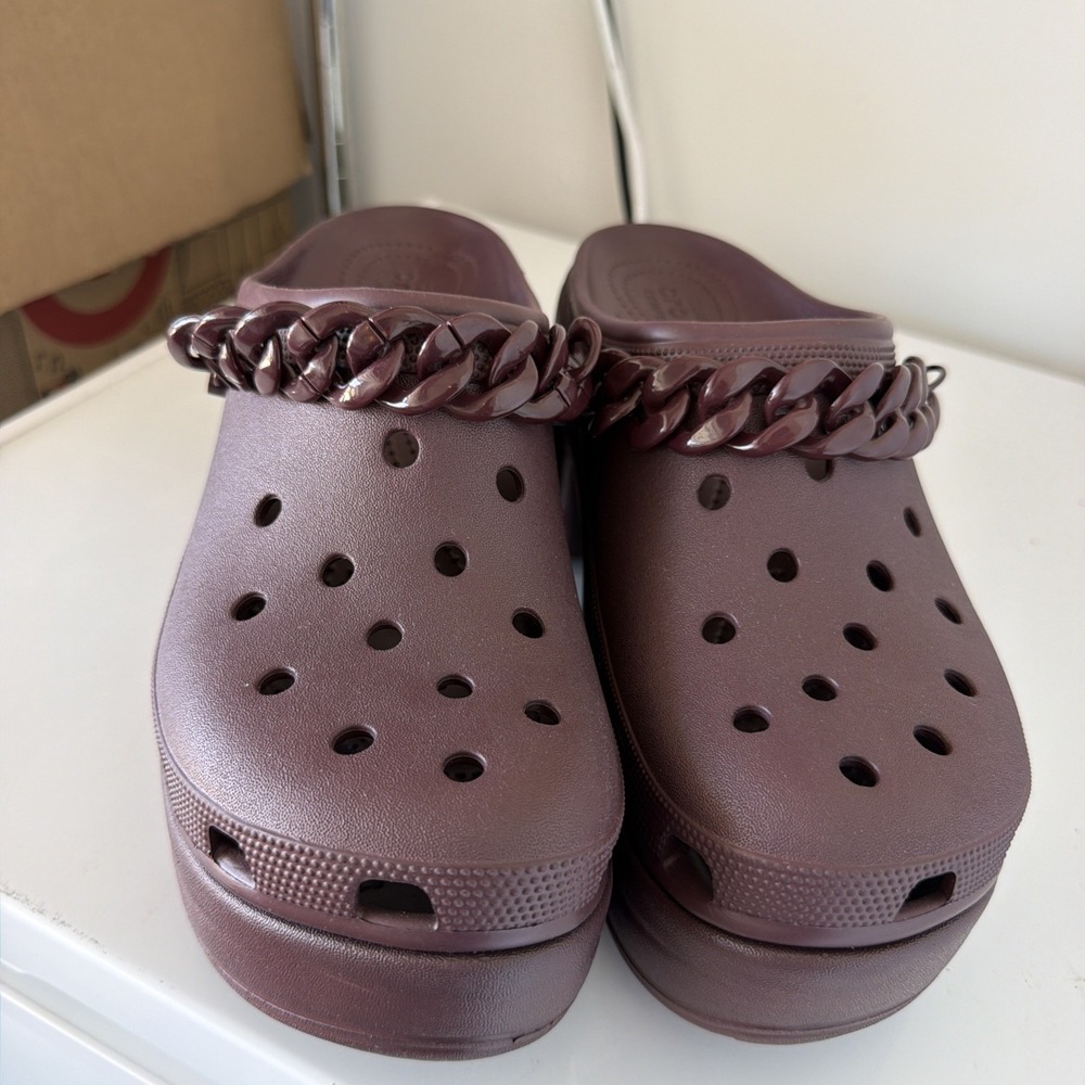 CROCS Siren Dark Cherry Chain Clog Heel Comfort Platform Waterproof Sz M 11